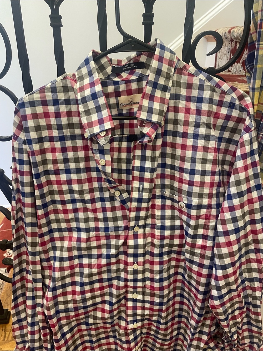 Cotton brothers  Men's Red & Blue Plaid Button-Down Shirt